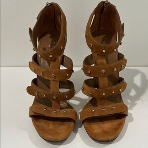 Gucci Suede Studded Multi-Strap Heels | Runway Statement Sandals | Size 8.5
